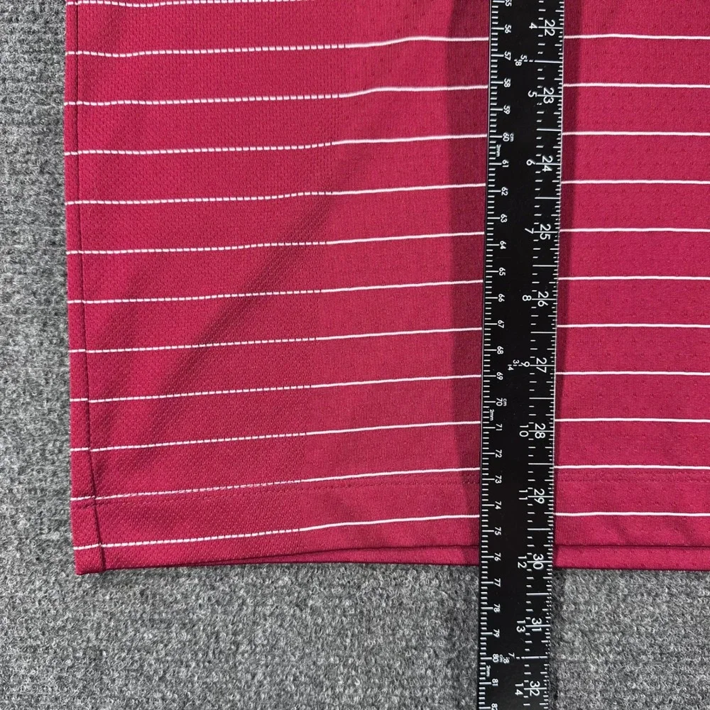 Nike Polo Shirt Mens L Large Red Striped Golf Short Sleeve Dri Fit 231584-642